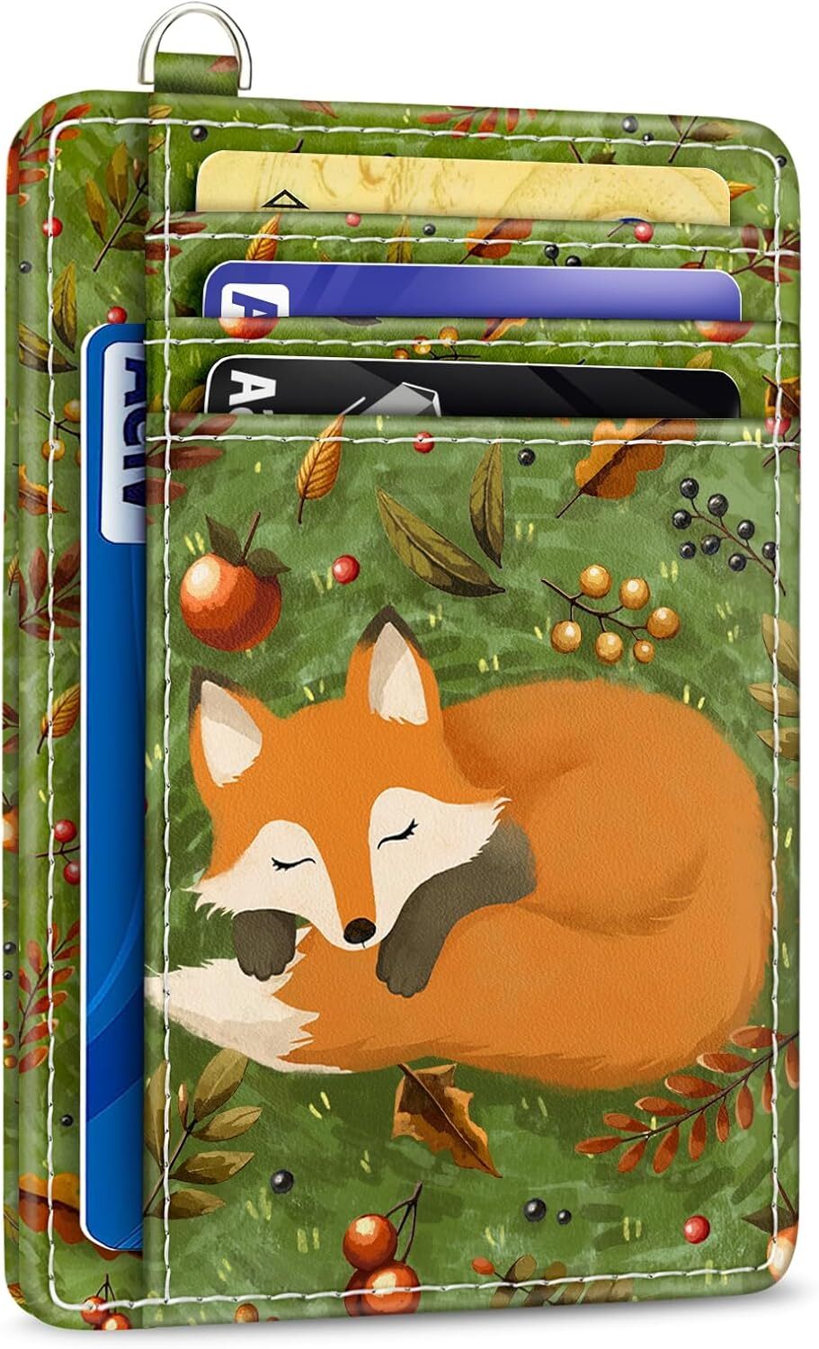 Credit Card Holder Slim Wallet, Fox RFID Wallet Women Front Pocket Small Card