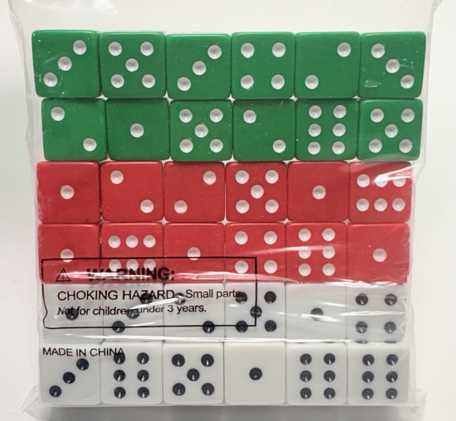 Dice Learning Resources. Red Green & White Dot Dice Set – 2 X Packs Of 36. New.
