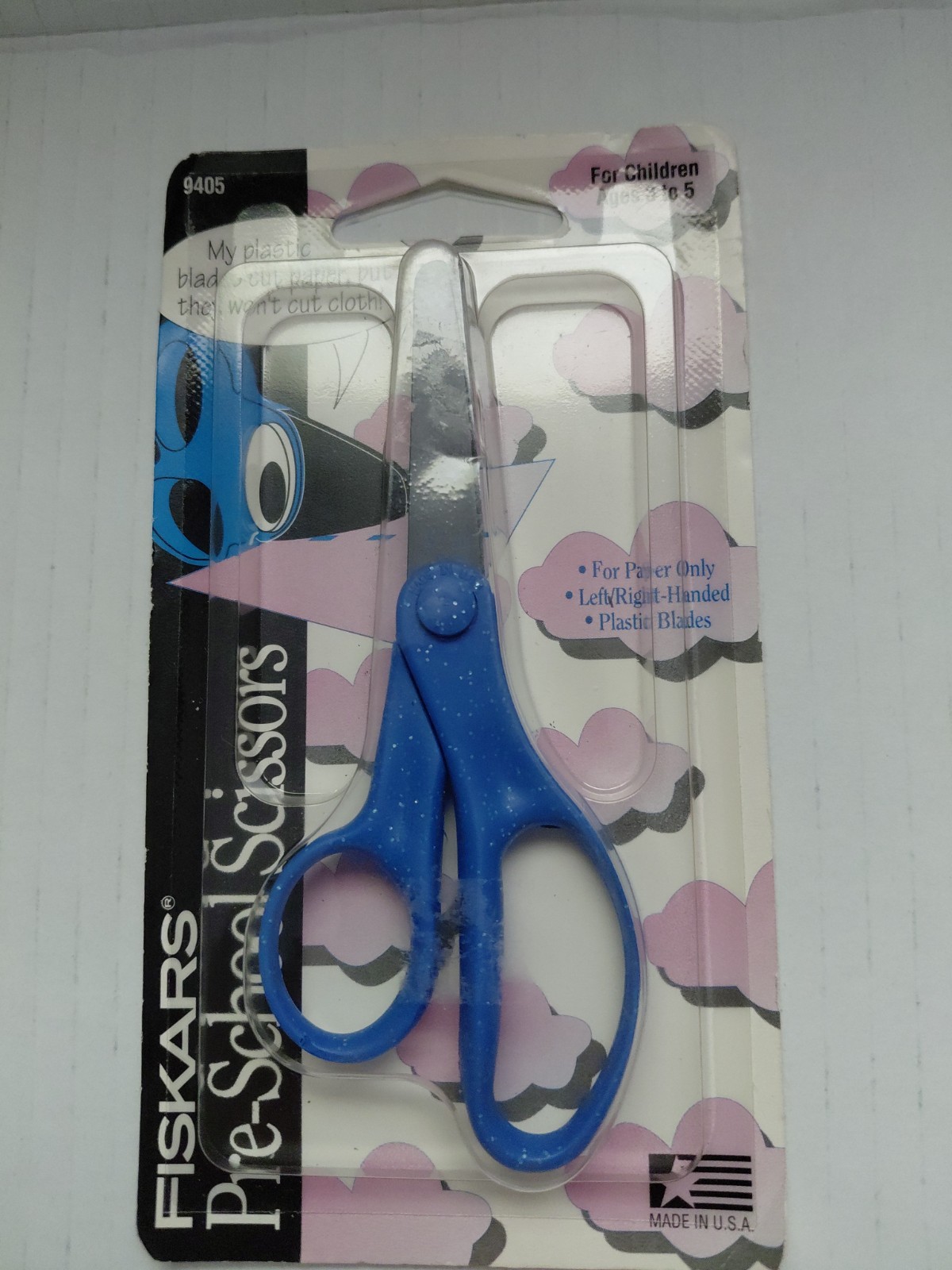 Vintage Scissors Ages 3-5 Fiskars Plastic Blade Blue Scissors Paper Only USA