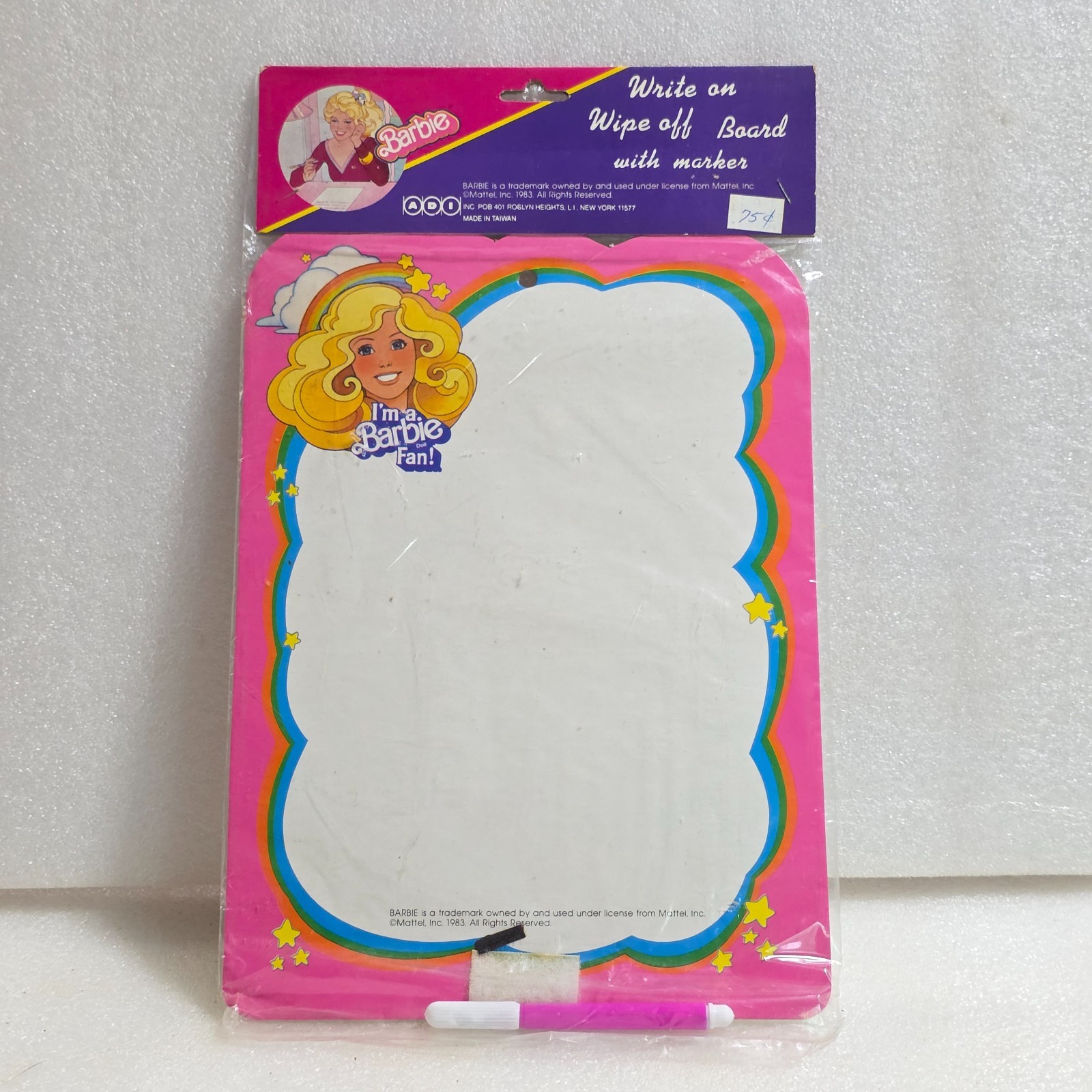 I’m a Barbie Fan! Write On Wipe Off Board with Marker Vintage 1983 Mattel New