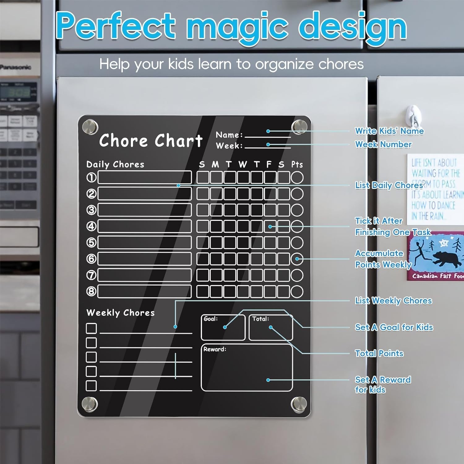 Family-Friendly Chore Management System – Acrylic Reward Chart with Markers