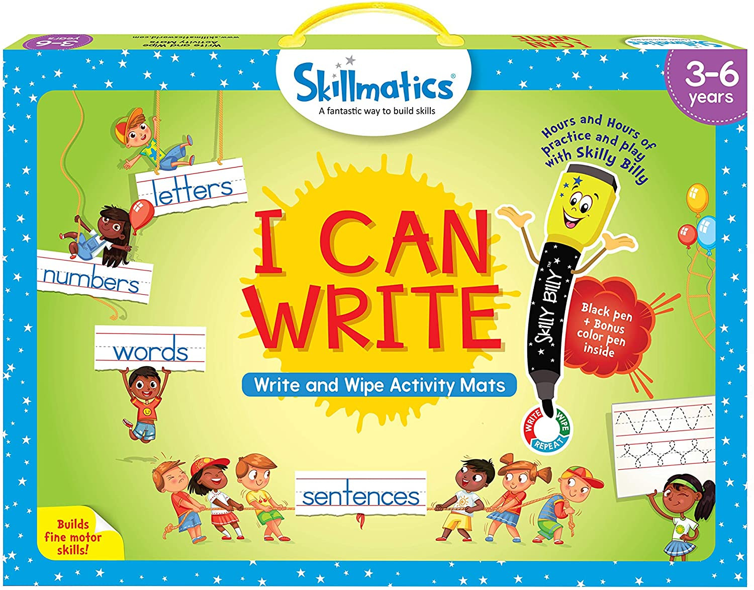 Educational Game Write Reusable Activity Mats,2 Dry Erase Markers, Gifts for 3-6