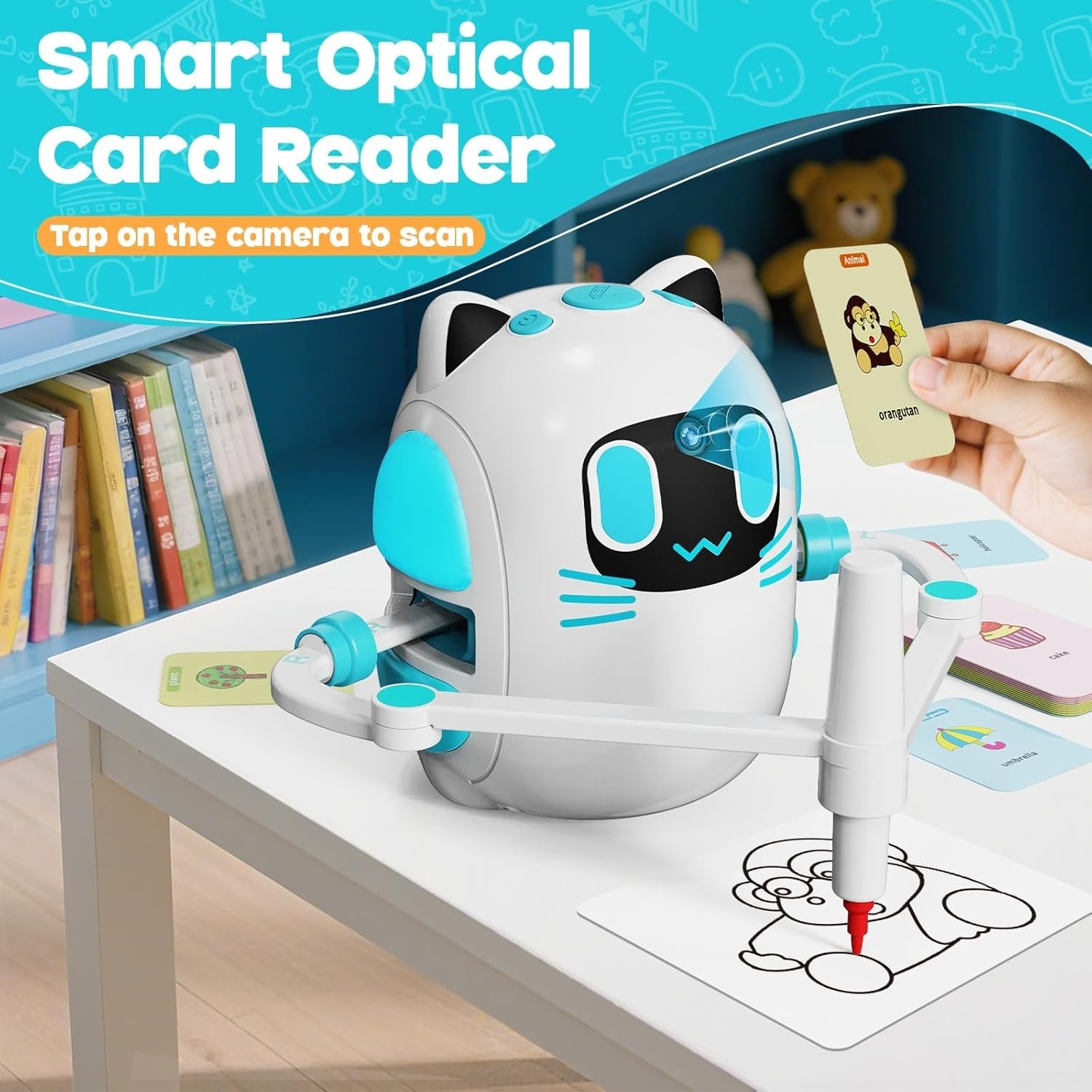 Creative Drawing Robot for Ages 3+ | 150 Cards & Color Pens – Safe & Engaging