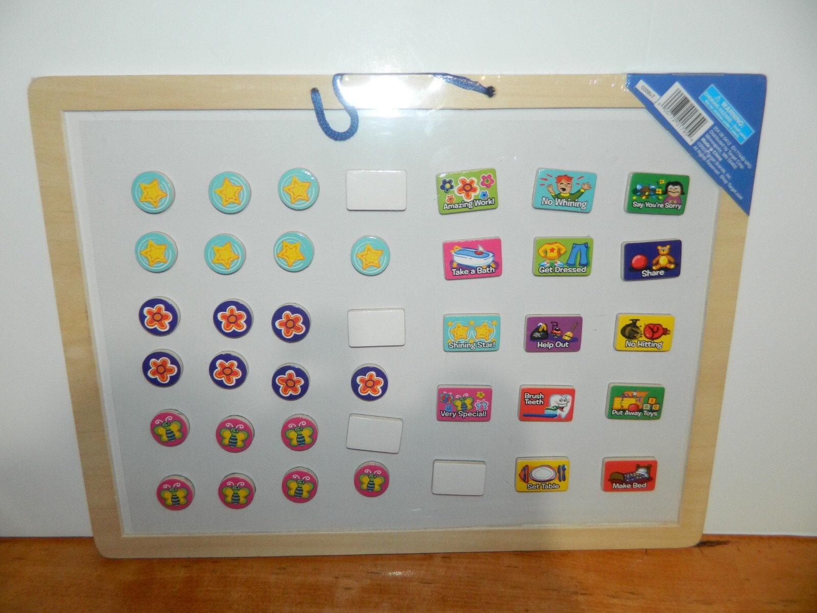 Natural Wood RESPONSIBILITY CHART + White Board on Reverse NEW Chores Manners