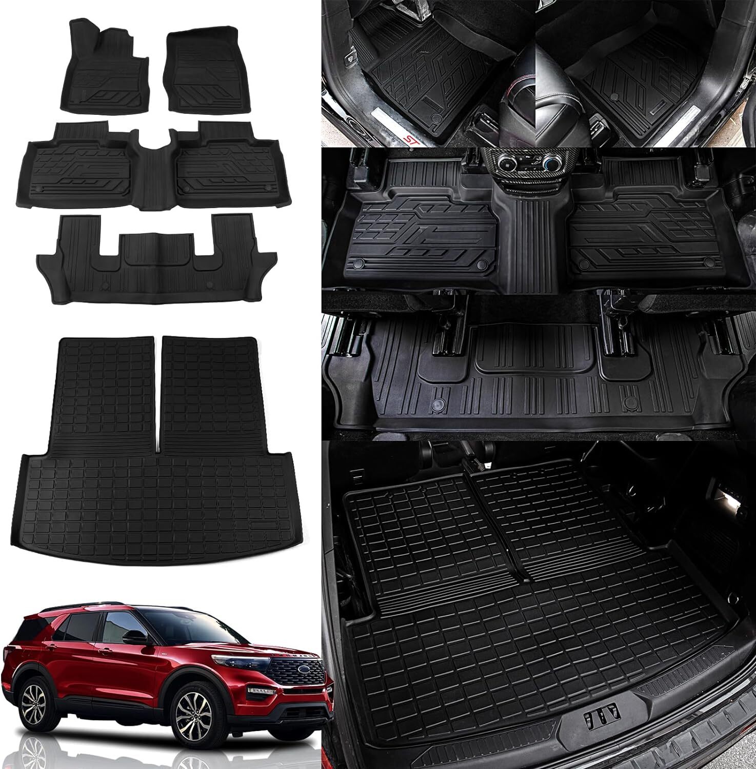 Compatible with 7 Seats Explorer Rongtaod Floor Mats Compatible with 2020-2025