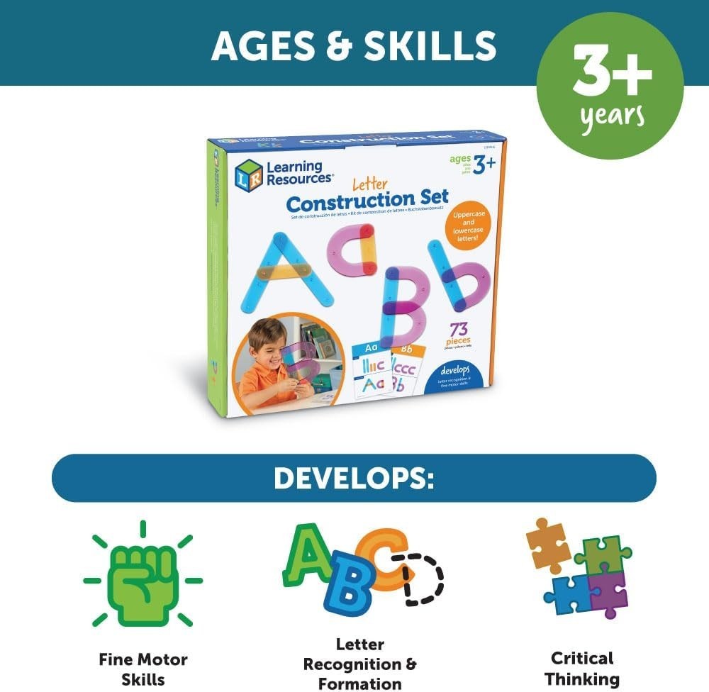 Interactive Letter Building Activity Set with 60 Pieces & Cards for Kids