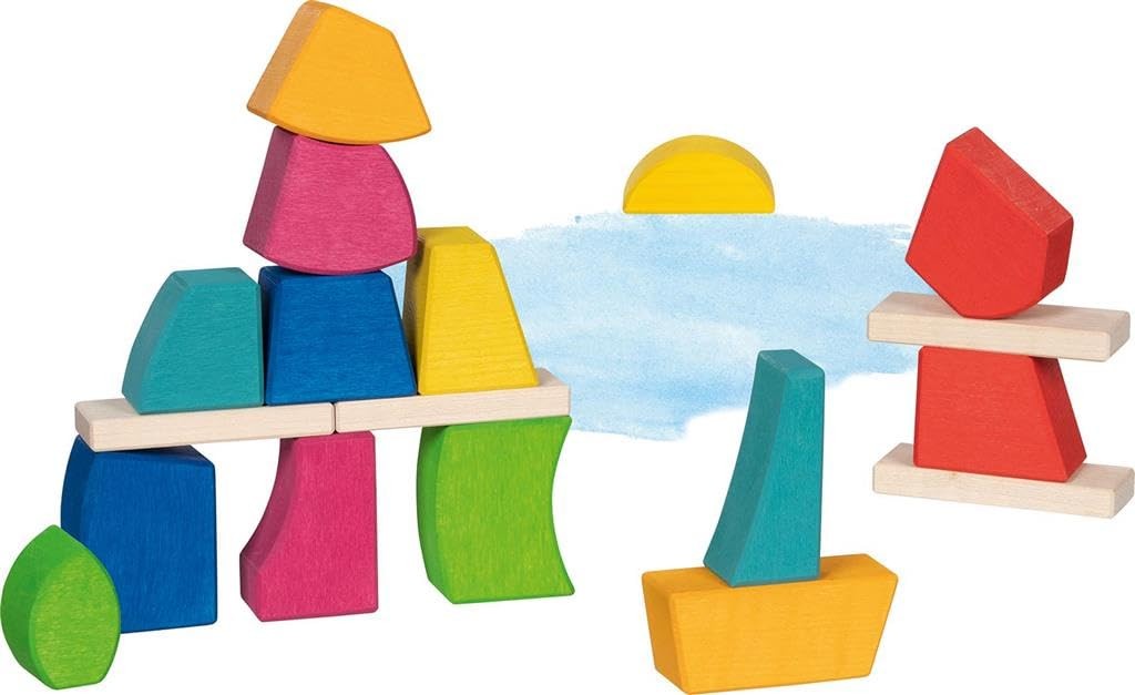 Goki Evolution Building Bricks and Blocks Creo, Traditional Wooden Toys for Infa