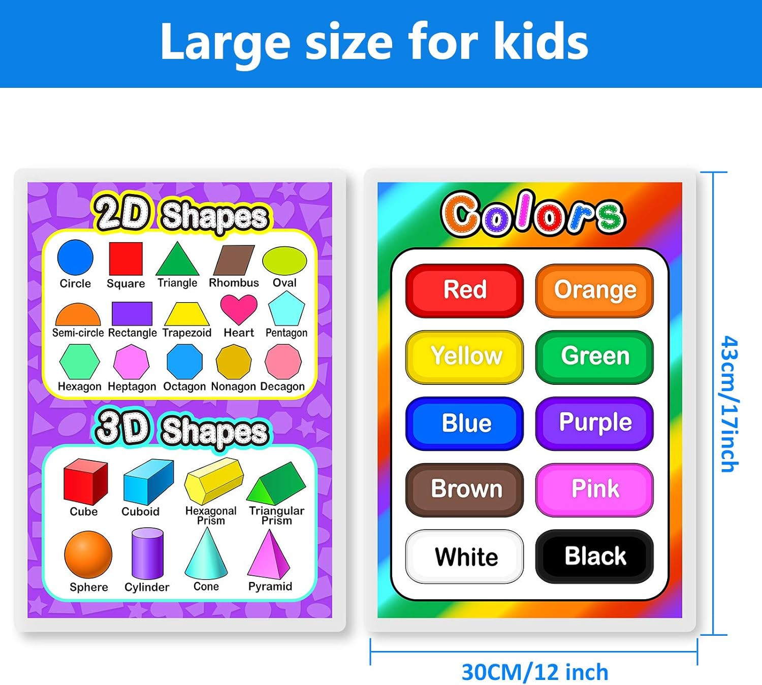 Educational 2 Pcs Learning Posters for Kids and Toddlers Solar System Poster, Hu