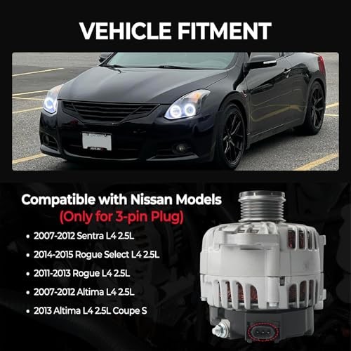 2.5L Alternator Replacement Compatible with 2007-2012 Nissan Altima, 2007-2012