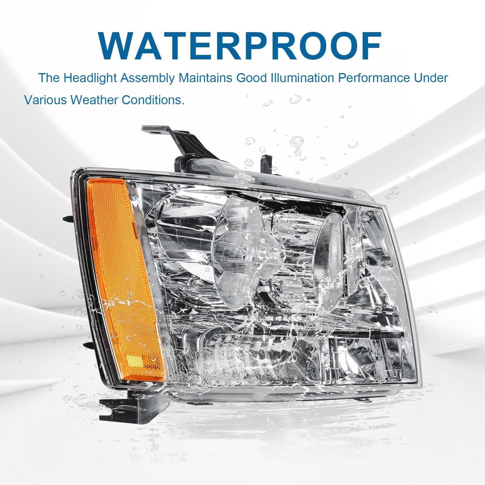 Headlights for 2007-2013 Chevy Tahoe Avalanche Suburban 1500 2500 Chrome Hous…