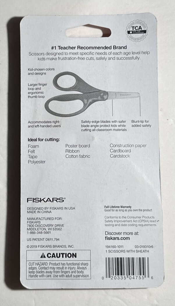 Scissors +4 Ages Fiskars Safety Blunt-tip Edge Blade Blue Scissors w/ Sheath