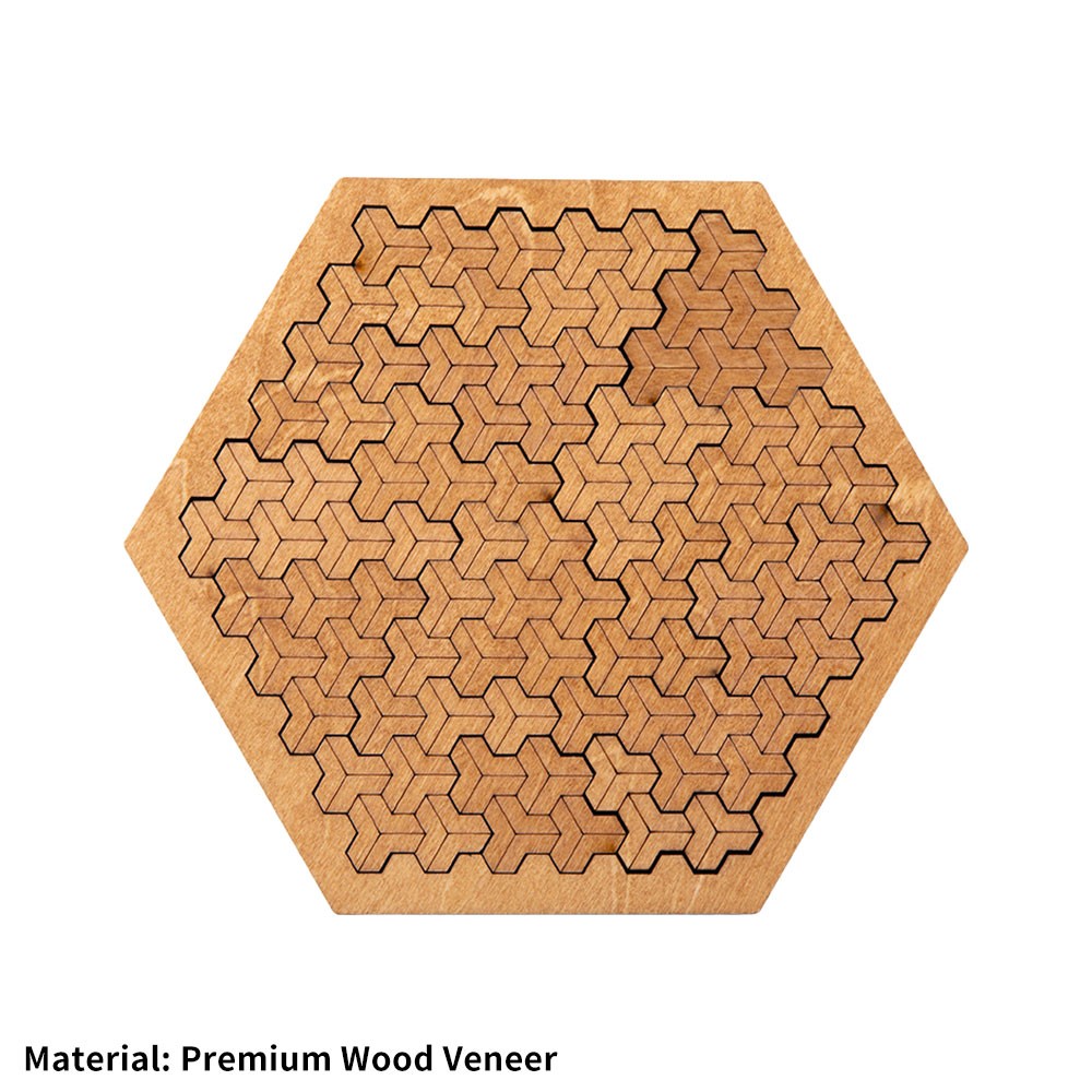 Fractal Tray Puzzles, Hard Difficult Wooden Jigsaw Puzzle for Adults, Portable E