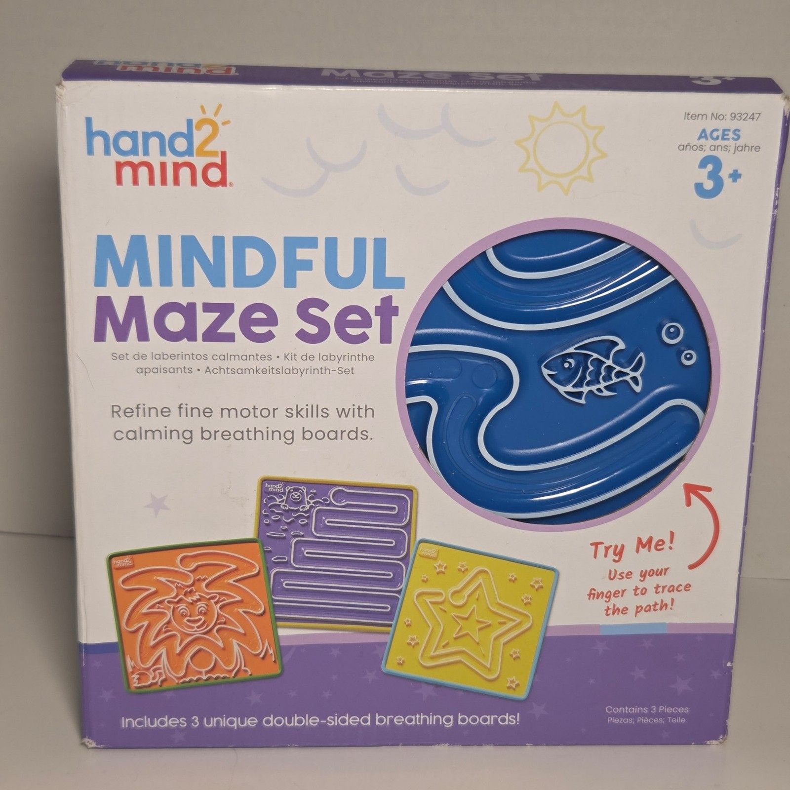 NEW Hand2Mind Mindful Maze Set 3 Double-Sided Breathing Boards Sensory Toys