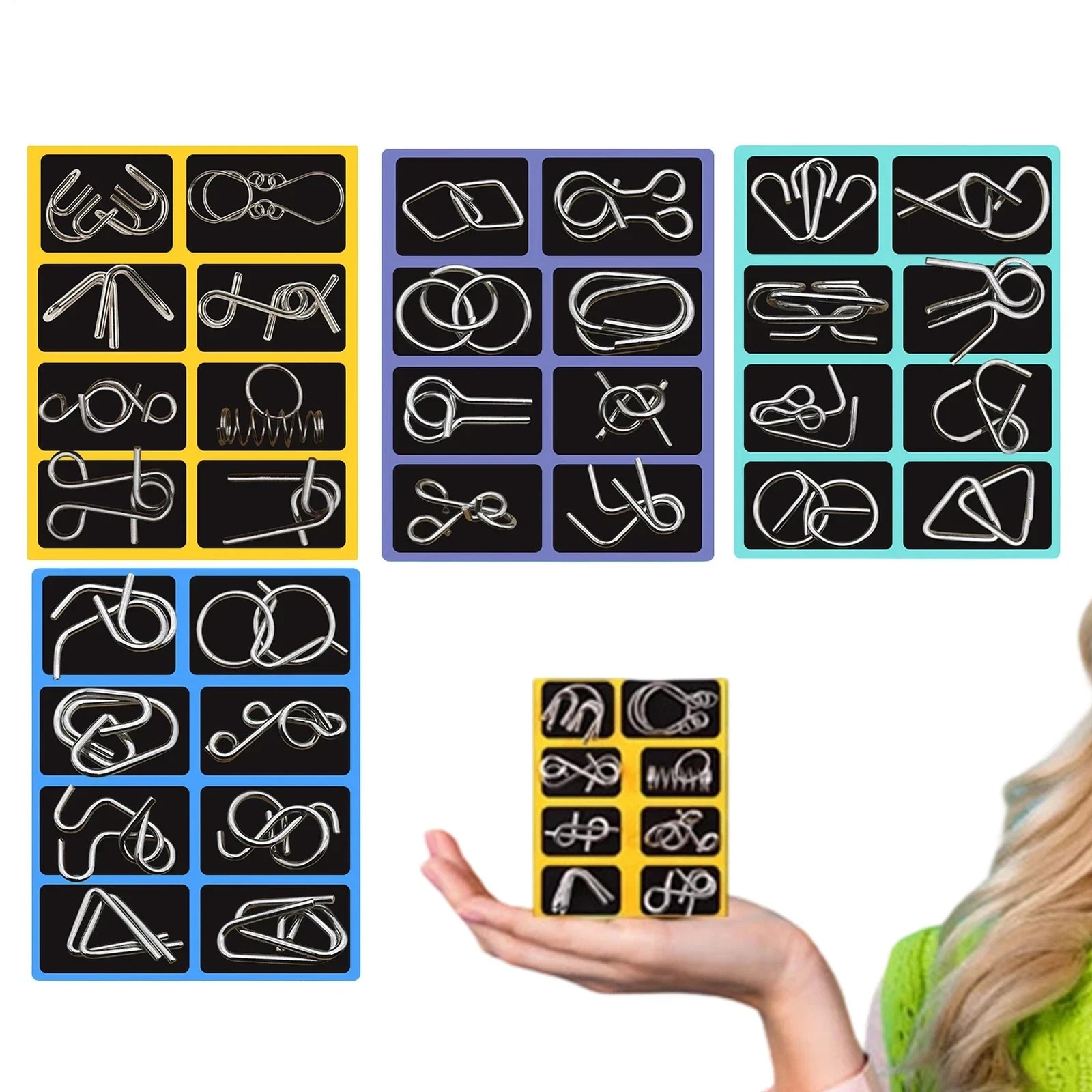 32 pcs Metal Montessori Puzzle Wire IQ Mind Brain Teaser Children Adults Toys US