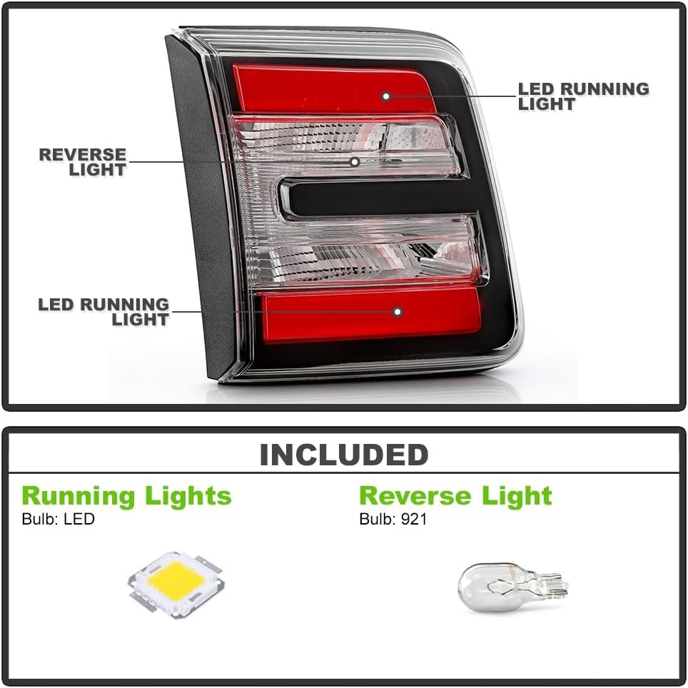 13-16 GMC Acadia LED Tail Light Inner Left Driver Rear GM2803107 Black OE-Type –