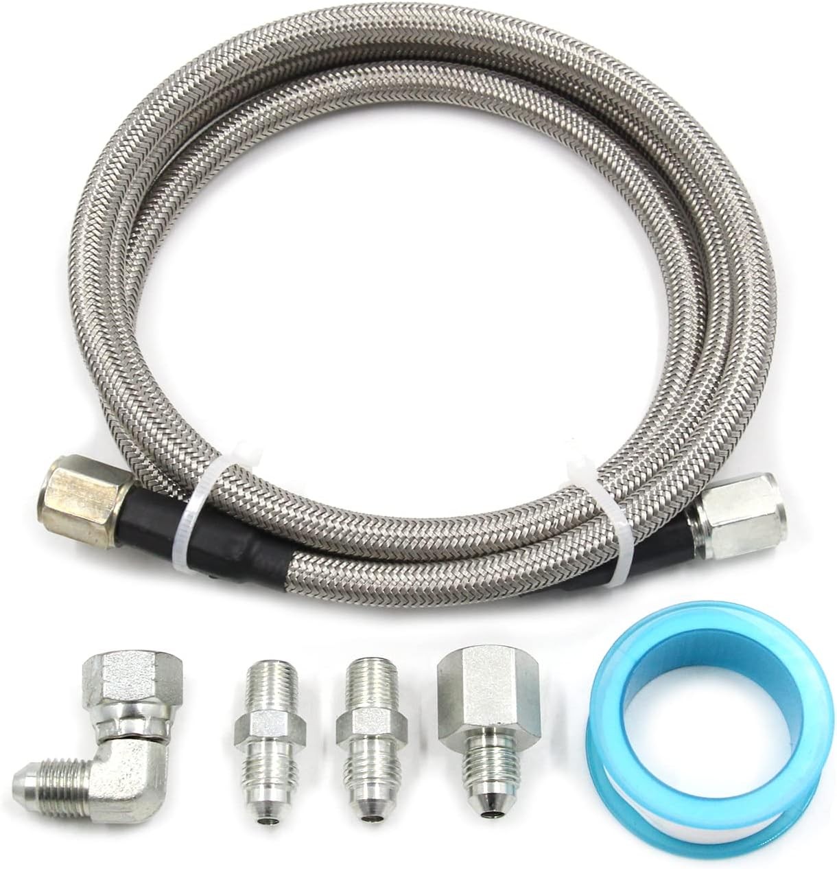 Steel Braided Turbo Oil Feed Line -4AN, Pressure Stainless Remote Turbocharger