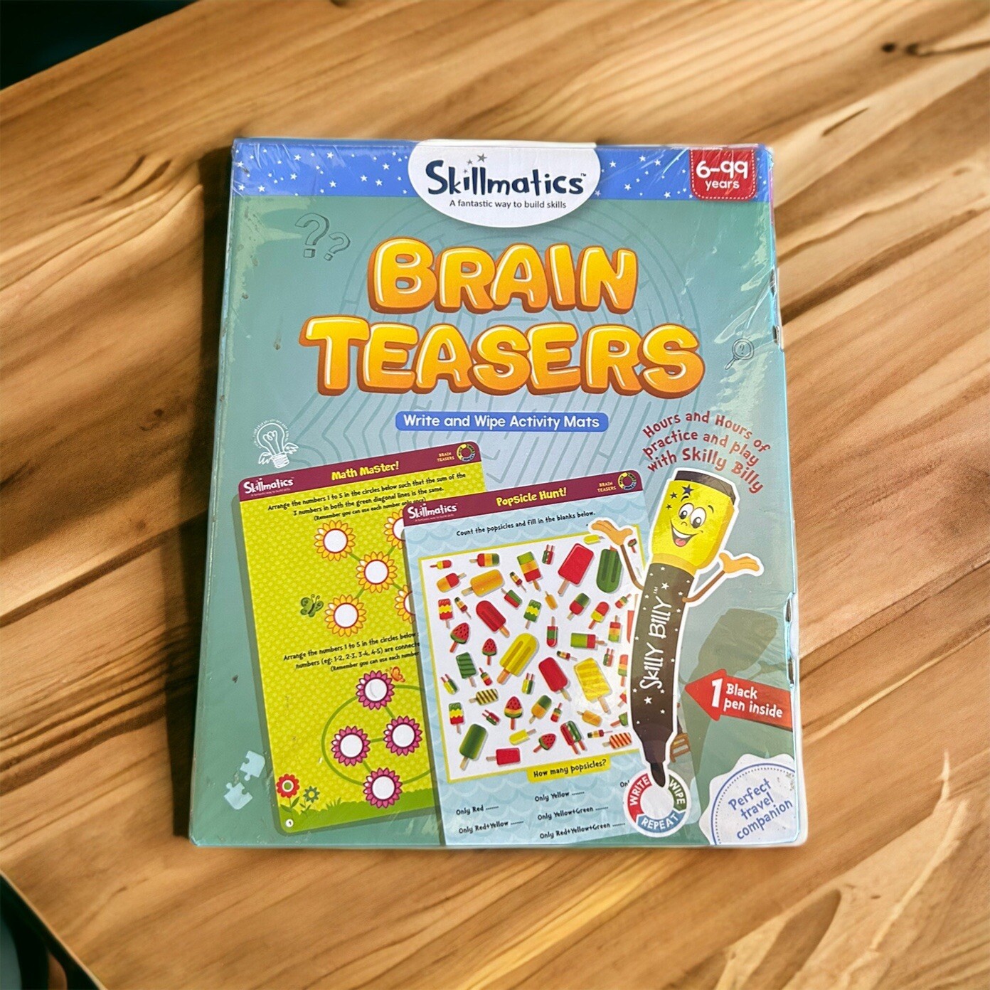Skillmatics Brain Teasers Write & Wipe Activity Mats Educational Game ~ New!