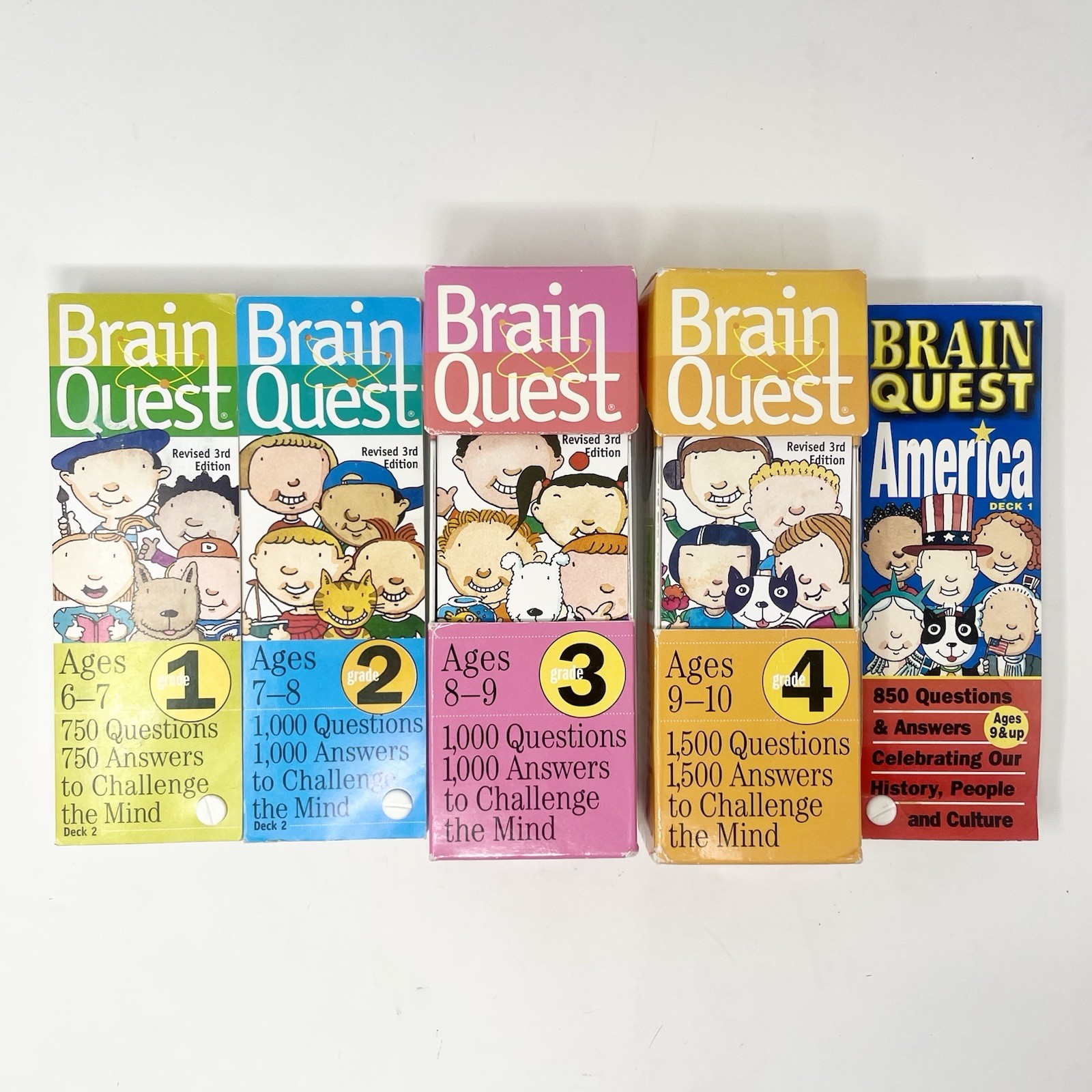 Vintage Brain Quest Bundle – 7 Decks – Grades 1, 2, 3, & 4 + America Deck