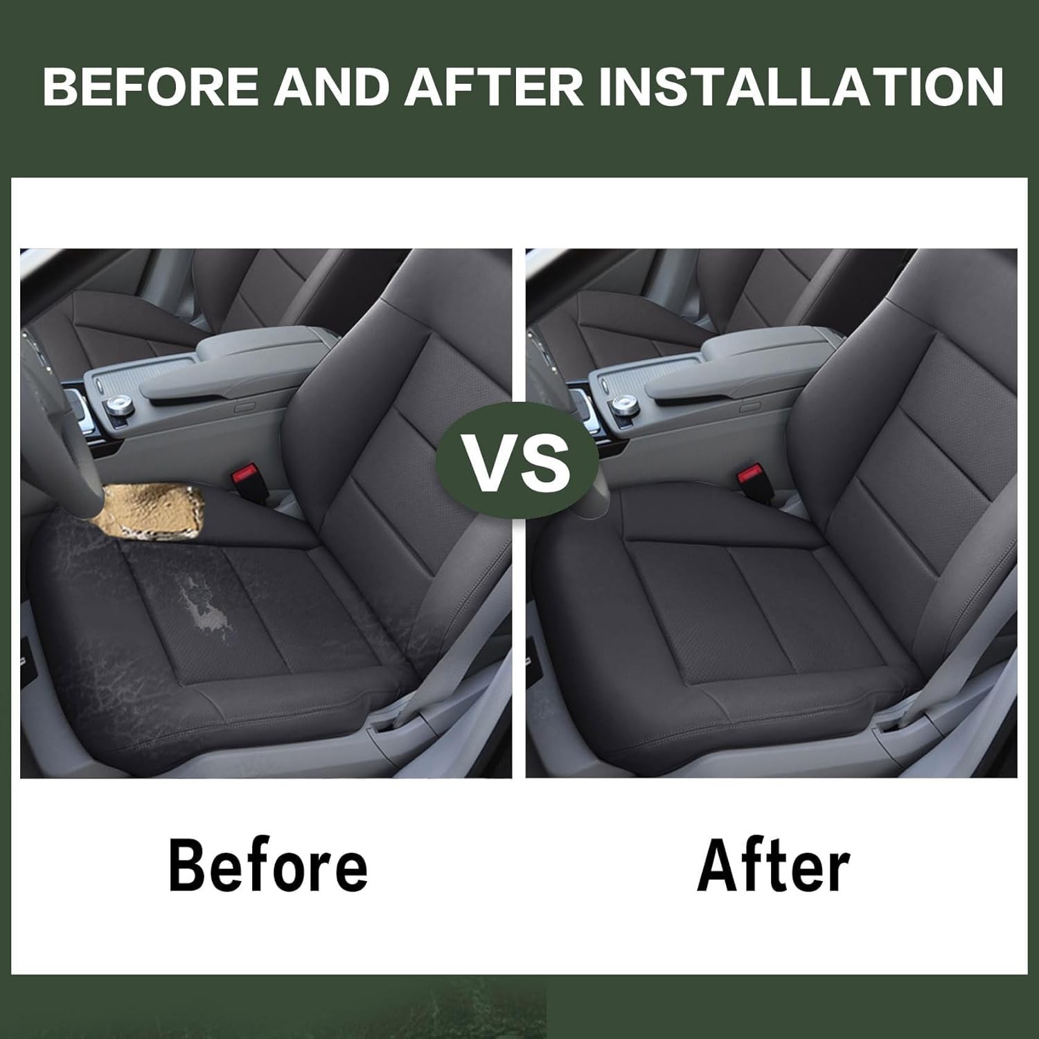 FZJDSD Black Driver Side Bottom Perforated Microfiber Leather Seat Cover