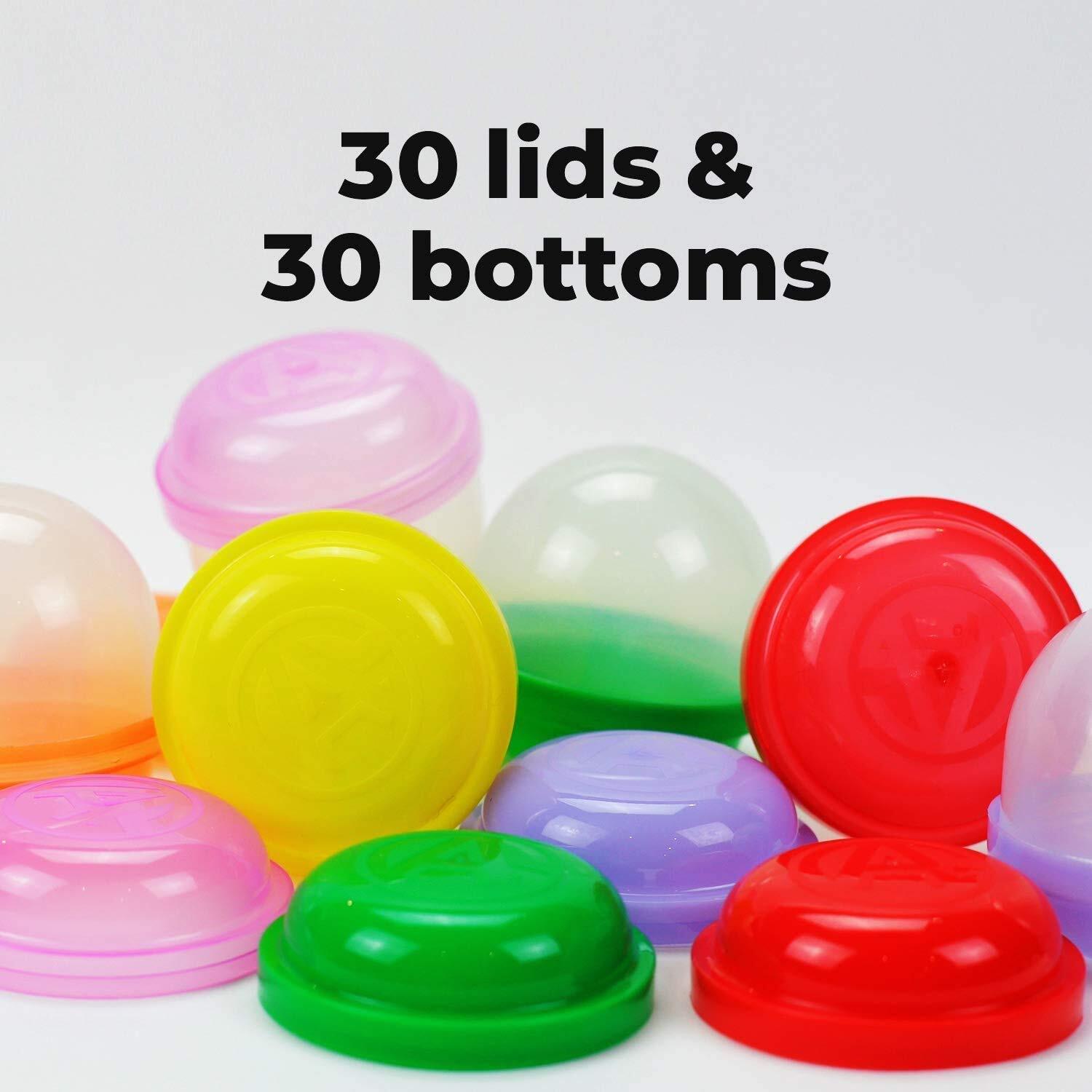 2” Frosty-Clear Acorn Capsules 30 Pcs Assorted Colors Plastic Capsules for Toys