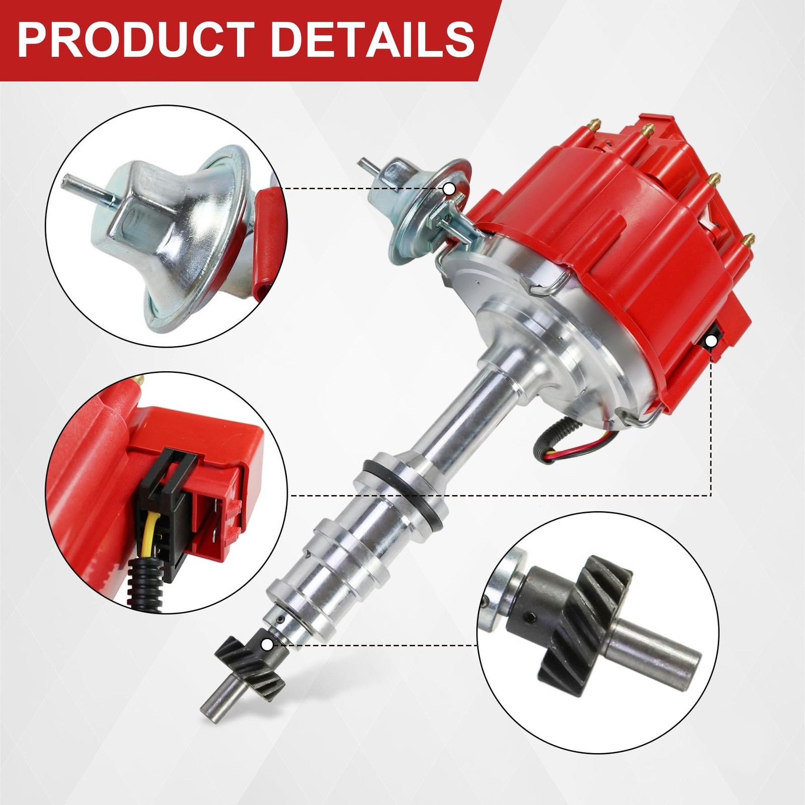 HEI Distributor Red Cap 65000 Volts Coil Replacement For Ford Big Block FE V8…