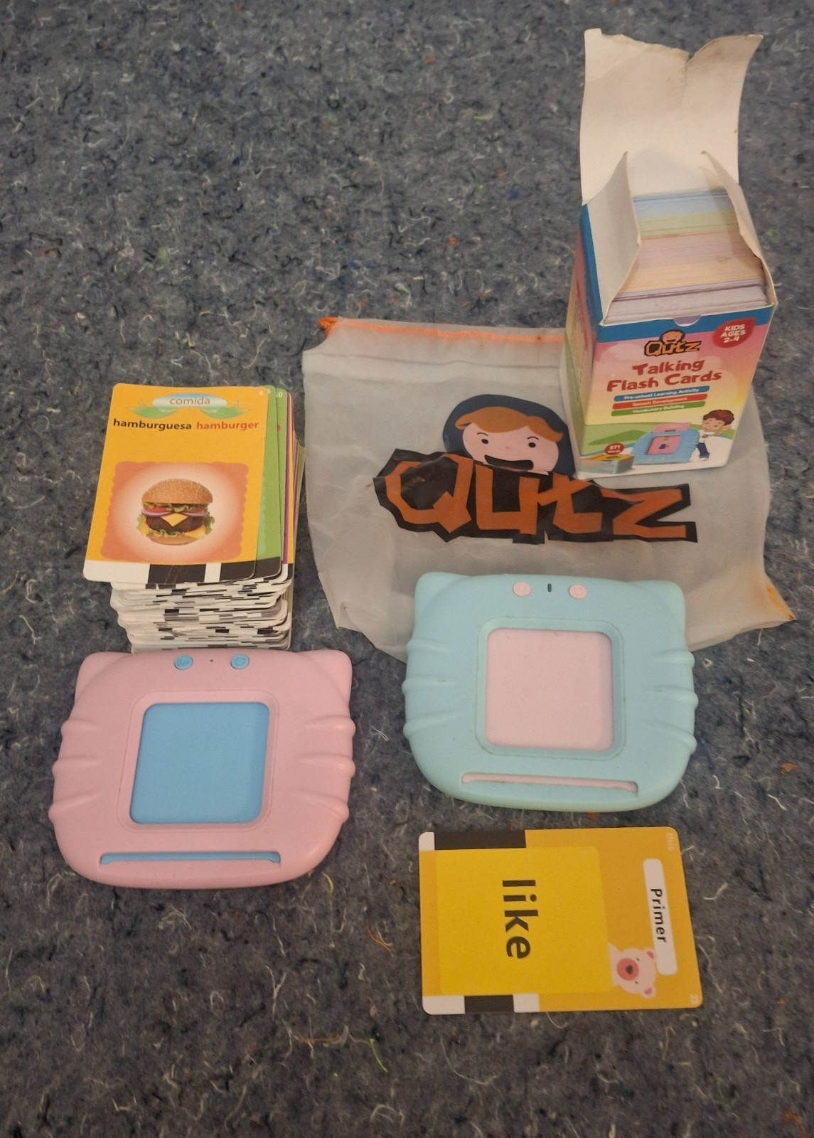 QUTZ Talking Flash Cards Device Educational Learning Toys Boys & Girls Blue Pink