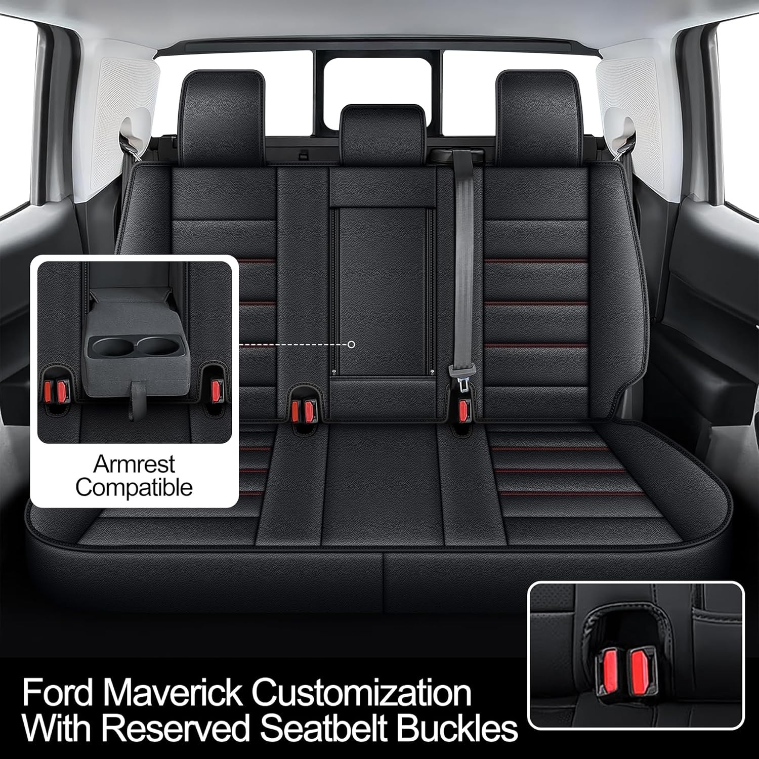 Seat Covers Fit for Ford Maverick : 2022 2023 2024 2025 Pick-up Truck Faux