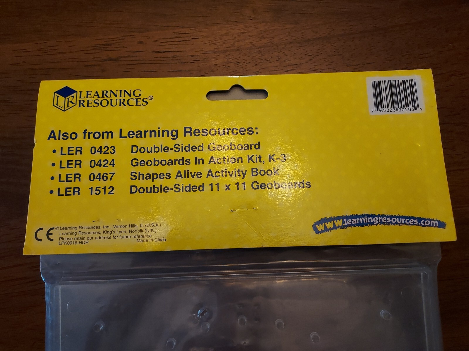 Learning Resources Transparent Circular Geoboard LER 0916 Rubber Bands Included