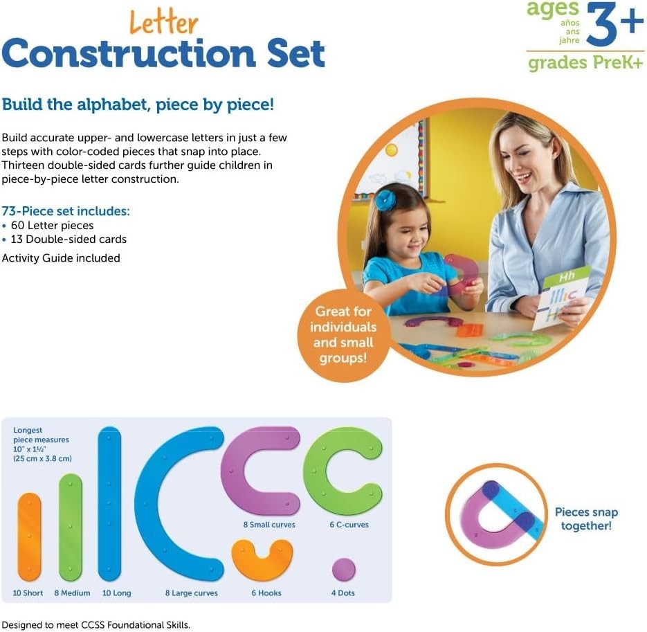 Interactive Letter Building Activity Set with 60 Pieces & Cards for Kids