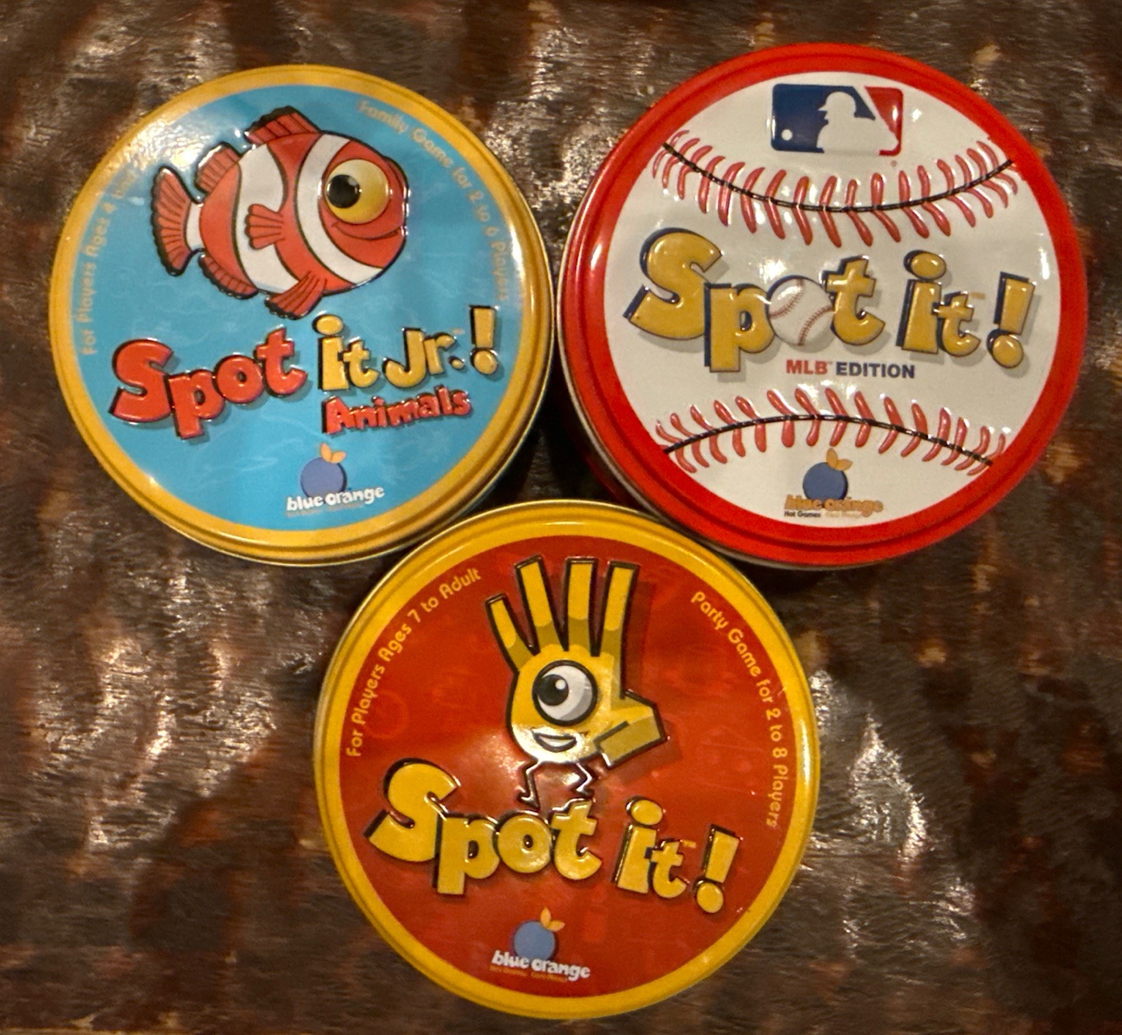 LOT OF 3 SPOT IT GAMES: MLB Edition, Spot It Jr Animals, Blue Orange