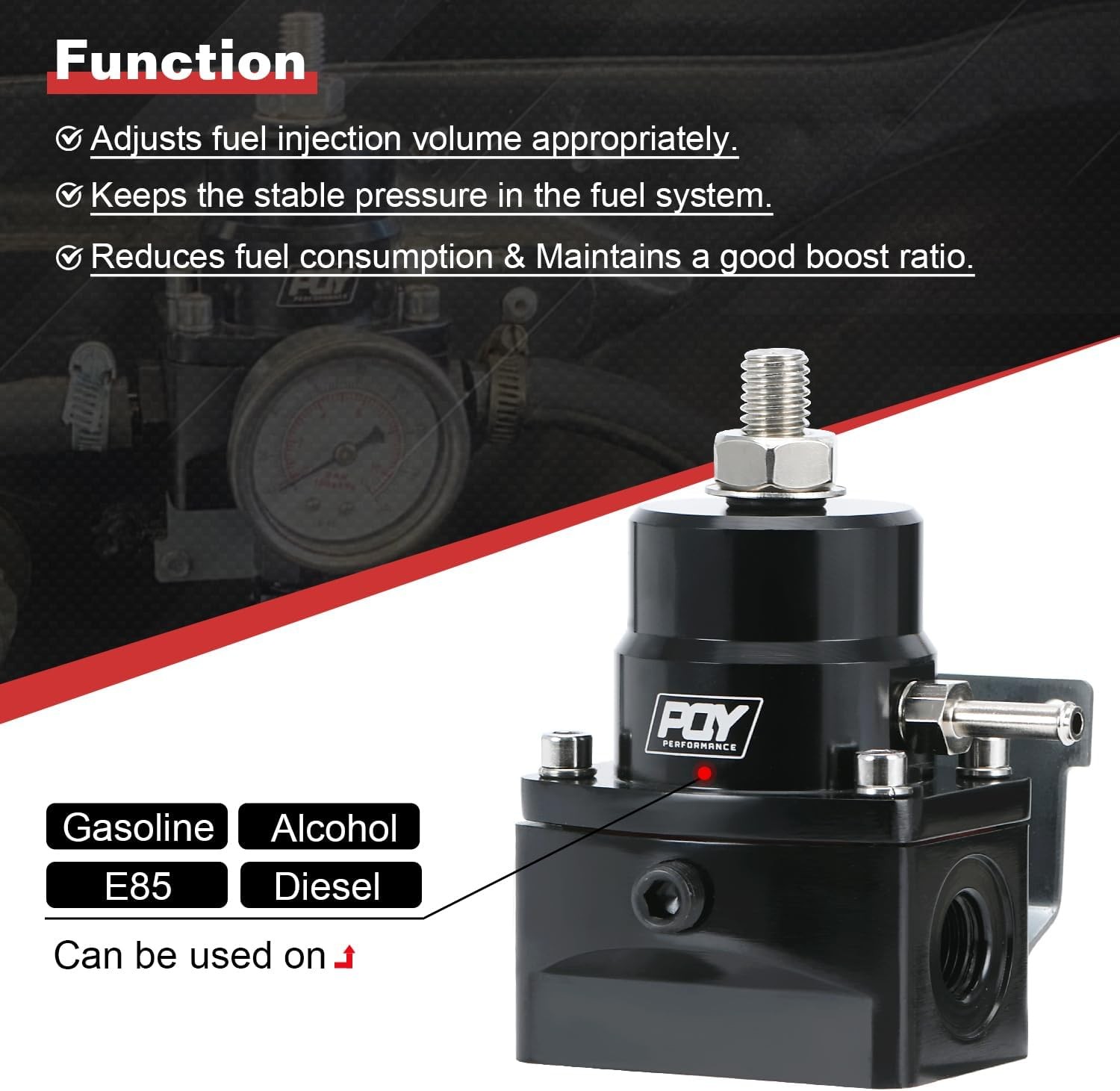 Adjustable Fuel Pressure Regulator Kit 3-70PSI With 6AN Return and 6AN feed Port