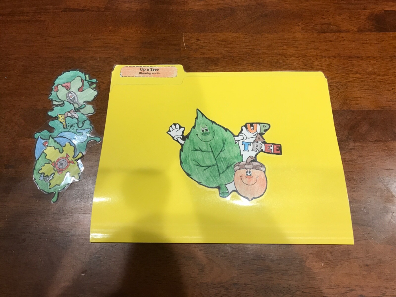 Up a Tree! Rhyming words Grade K language arts file folder game