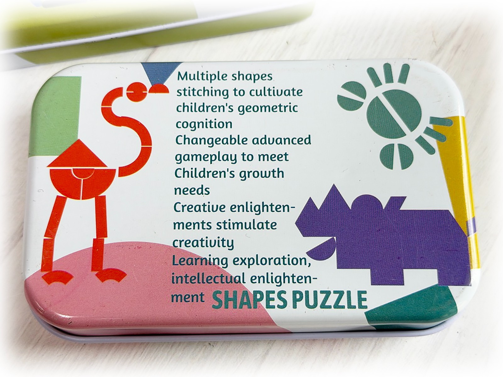 Shape Puzzle Set Wooden Color Pattern Tangram Development Toys Preschool Ed EUC