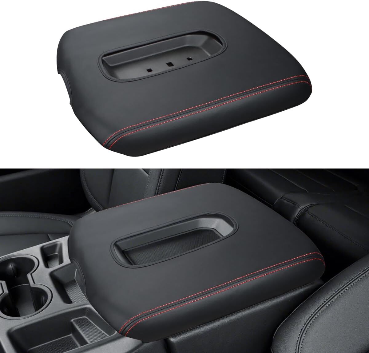 INTGET Leather Armrest Cover for 2019-2024 Chevy Silverado & GMC Sierra, Center