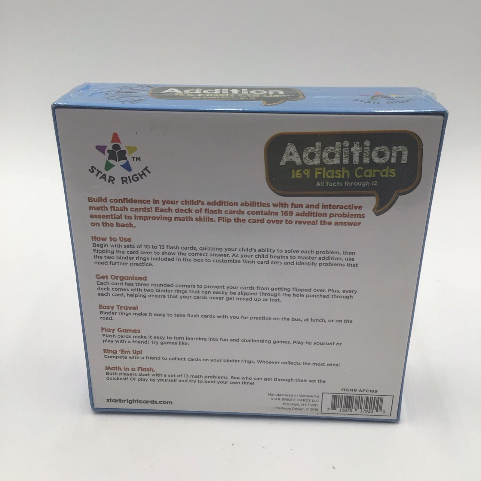 NEW Star Right Education Addition Flash Cards – 169 Sealed Cards for Ages 0-12