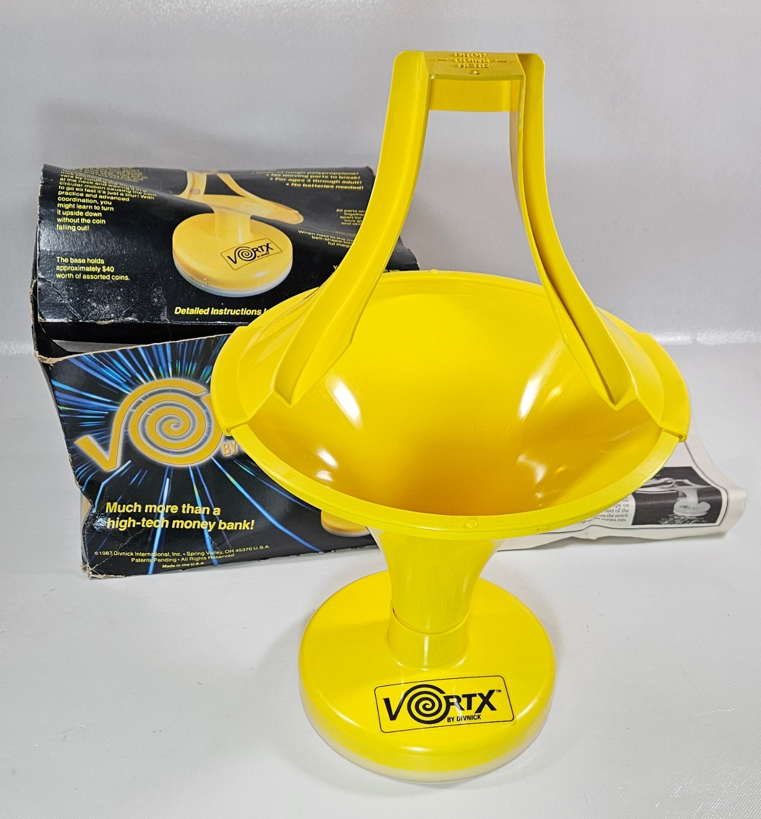 Original Vintage Spiral Wishing Well, Vortx Mini-Well Coin Bank Skill Toy