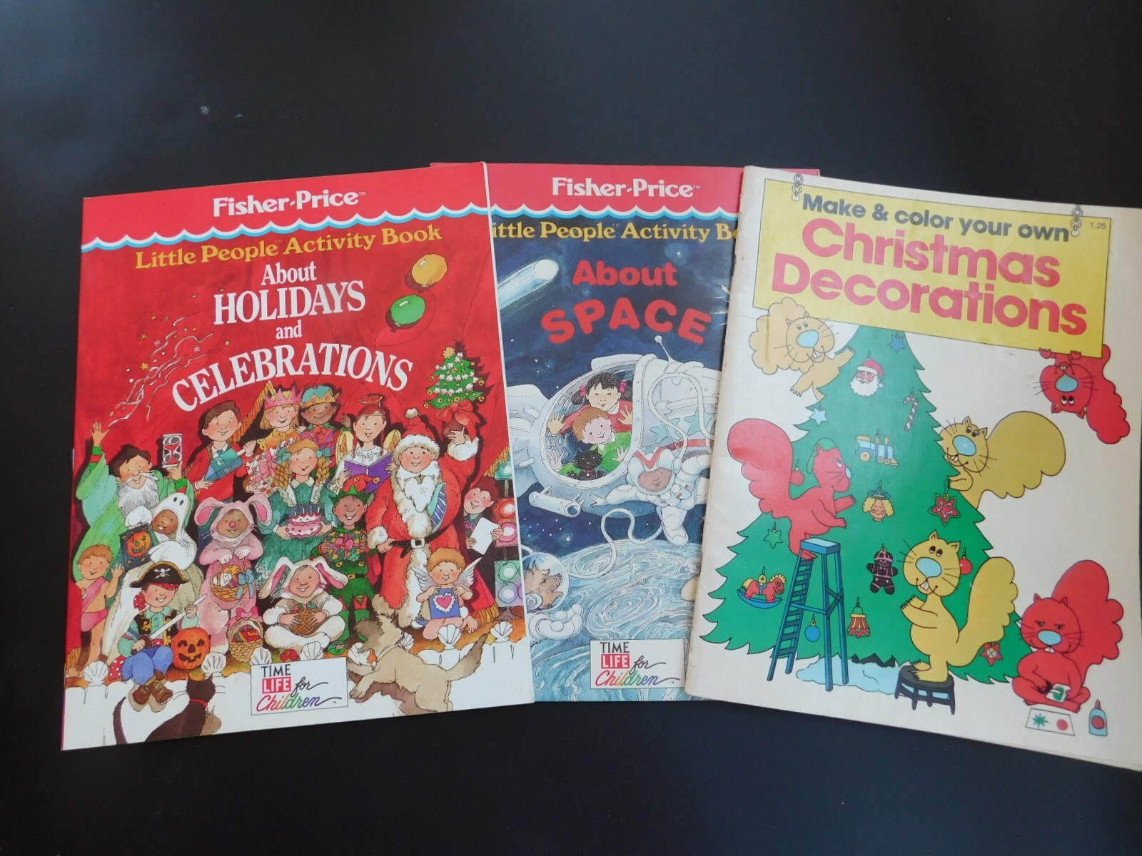 Lot of 2 Fisher-Price Little People Activity Books About Space Holidays +1