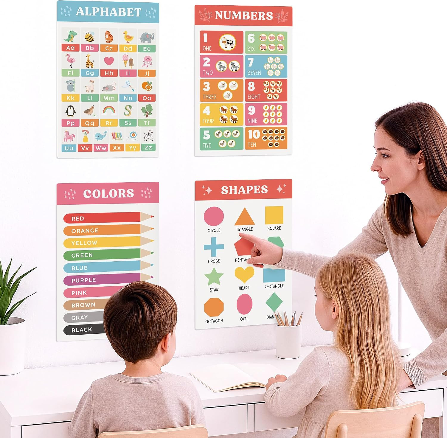Fun Educational Posters for Toddlers 1–3 – Set of 16 Easy to Read Learning