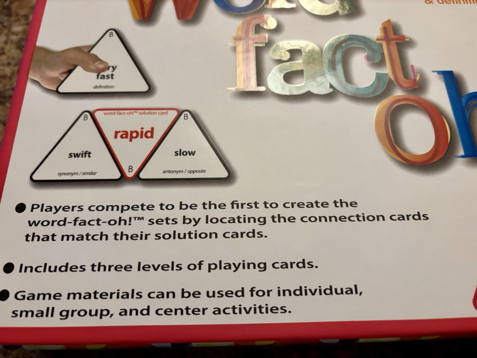 Learning Advantage Word Fact Oh! Antonyms Synonyms Definitions Grade 2+ Rare New