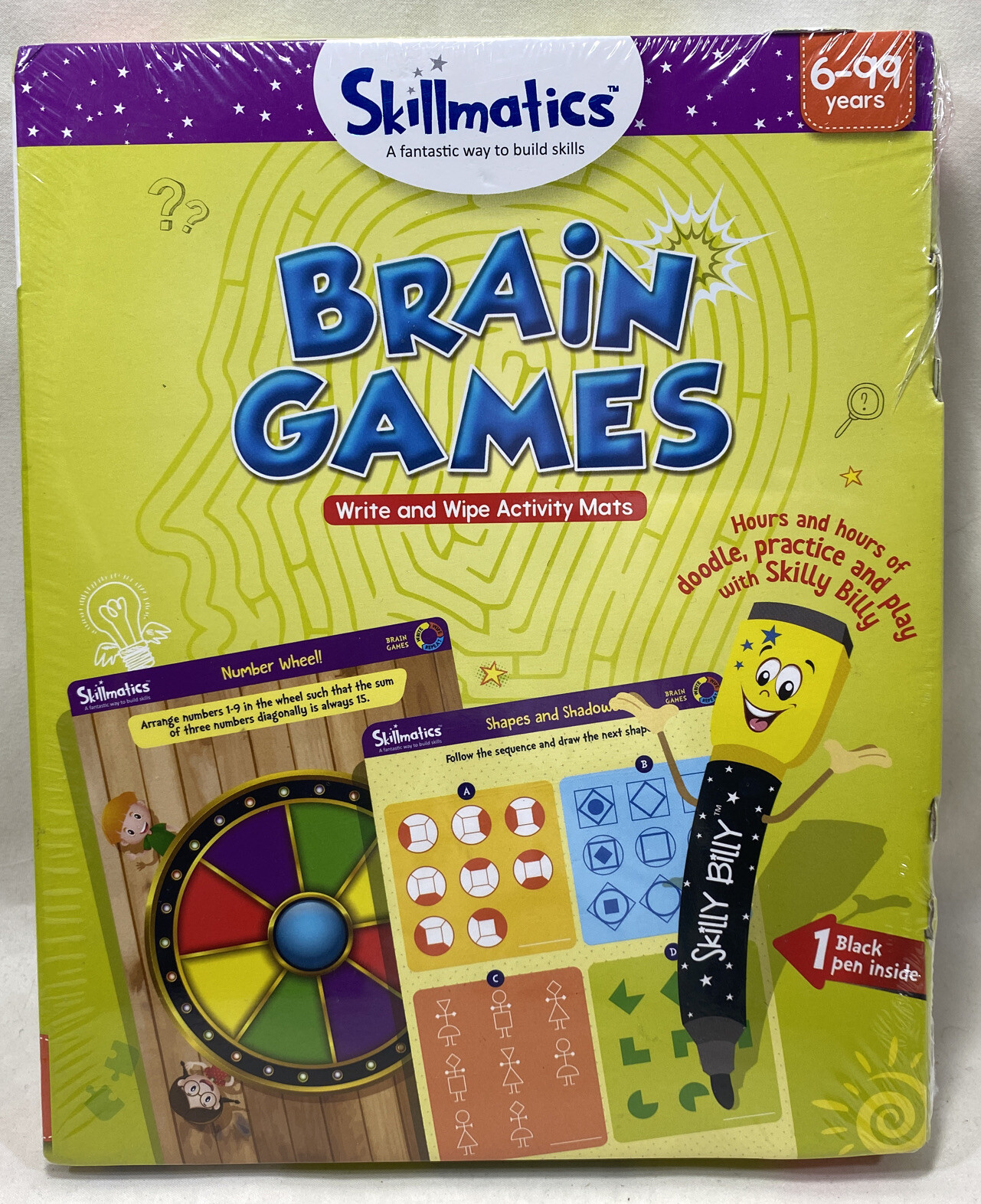 Skillmatics Brain Games Write and Wipe Activity Mats Ages 6-99 SEALED BRAND NEW