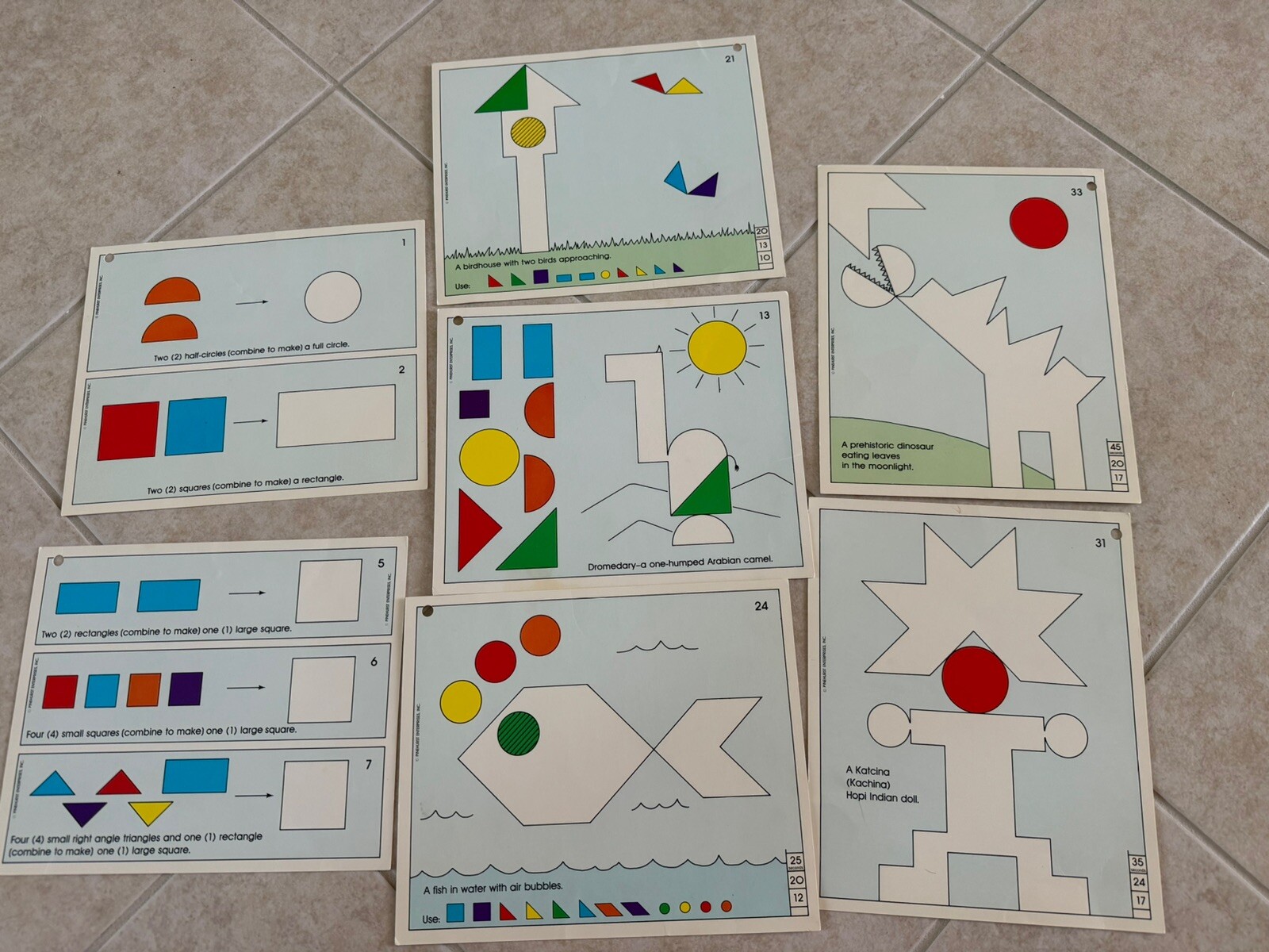 Vintage Design Discovery Toys Educational Wood Tangrams COMPLETE! Retro 70s 80s