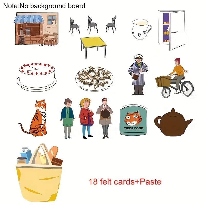 Tiger’s Afternoon Tea Felt Story Set Flannel Board Educational Toy for Kids