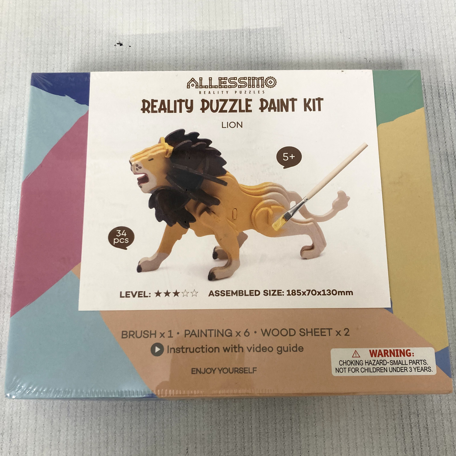 Allessimo – Create + Paint Kit Lion 3D Puzzles for Kids – Arts and Crafts