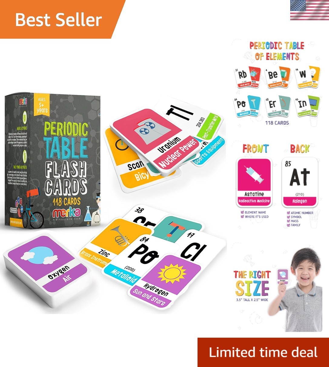 118 Laminated Multicolor Periodic Table Flashcards – Fun Chemistry Tool for Kids