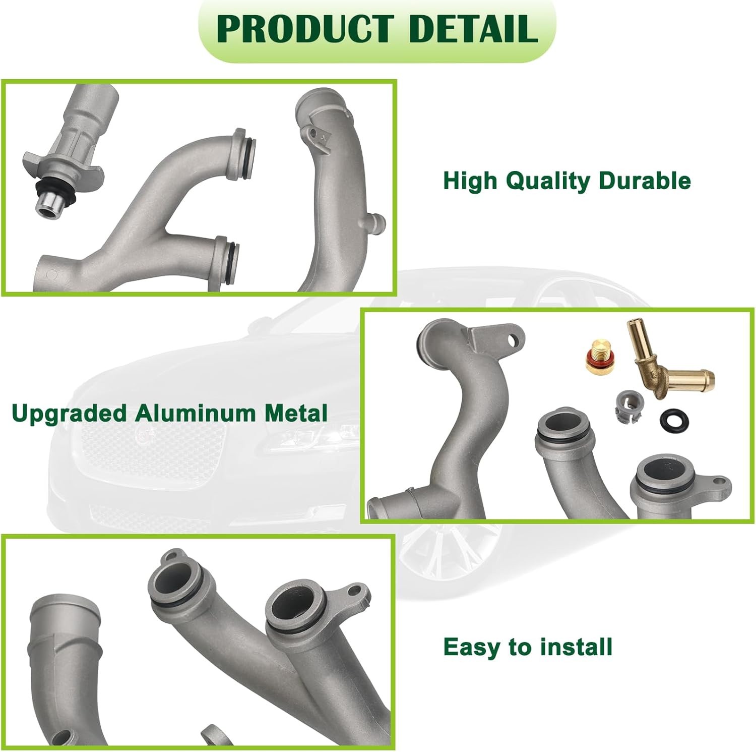 Upgraded Aluminum Coolant Outlet Pipes Kit Compatible with Jaguar,Land Rover Ran