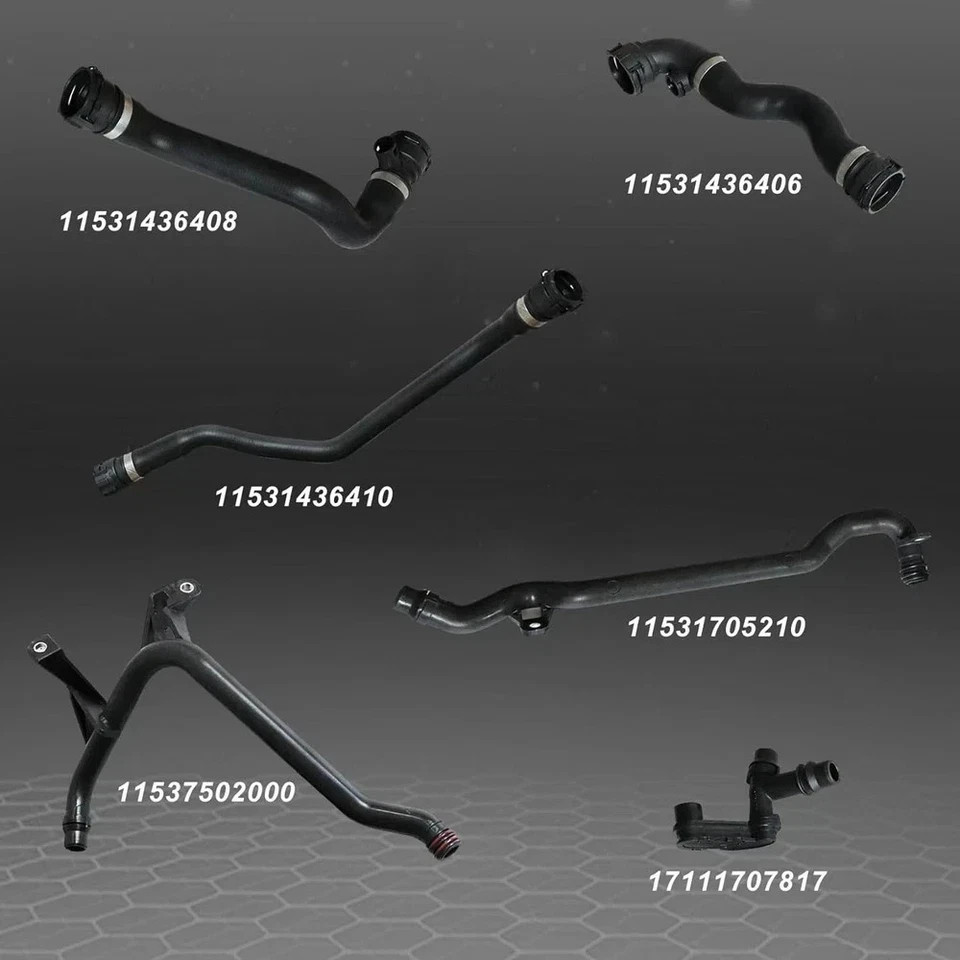 7Pcs Set Expansion Tank Coolant Radiator Hose Kit Compatible with BMW*