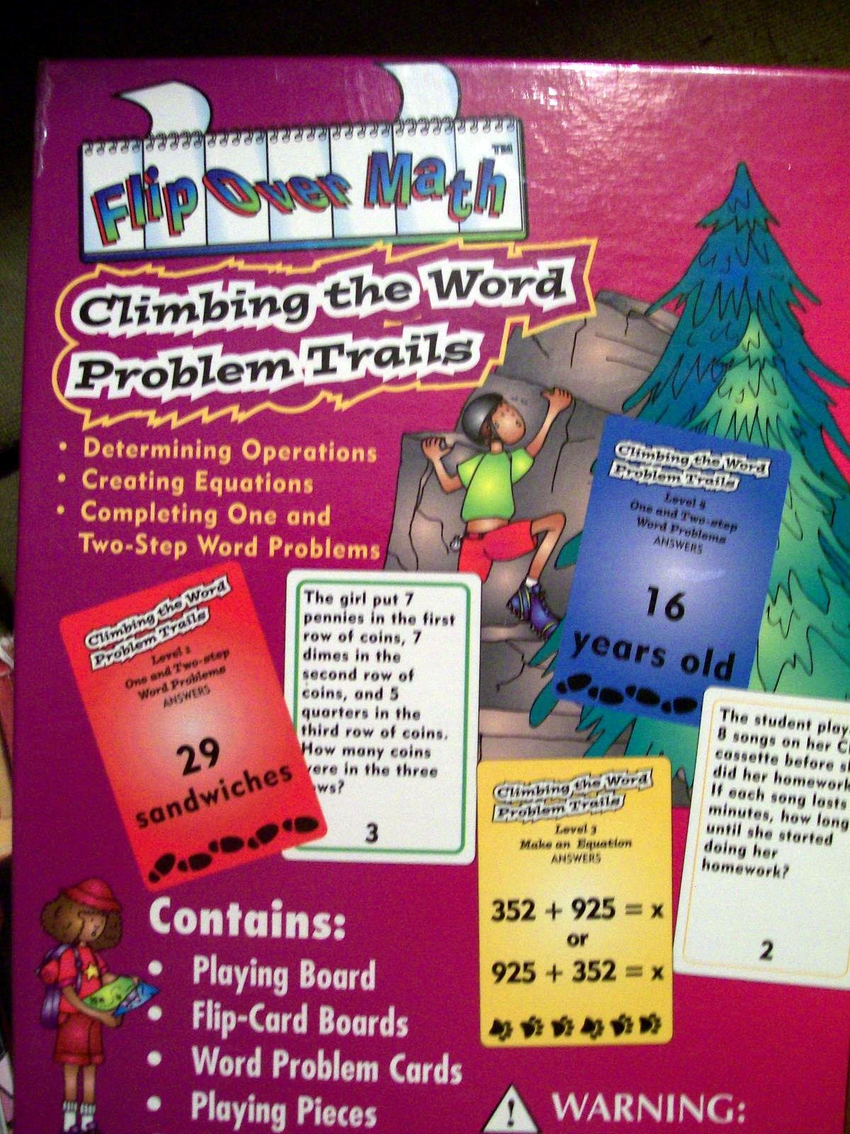 Flip Over Math Climbing the Word Problem Trails Game 2-4 Players Grades 3-5