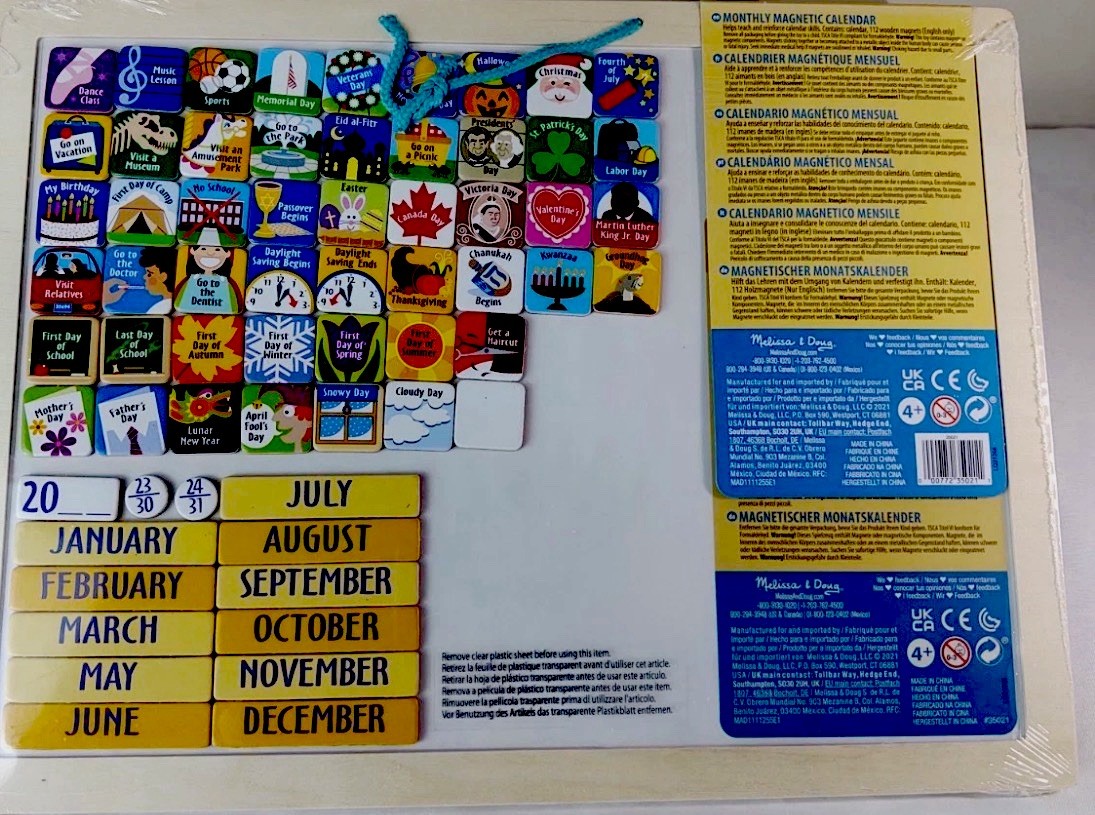 New Melissa & Doug 112pc Magnet Calendar Dates Events Educational Homeschool 4+
