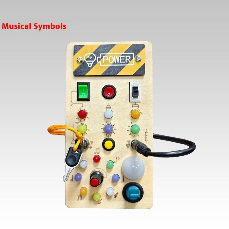 Wooden LED Busy Board Toy – Switches, Sockets & Lights Montessori STEM Play 4-6y