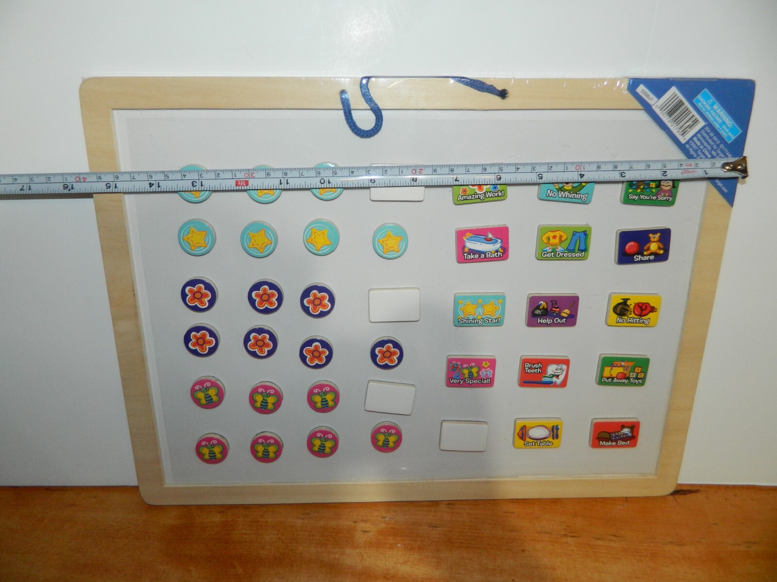Natural Wood RESPONSIBILITY CHART + White Board on Reverse NEW Chores Manners
